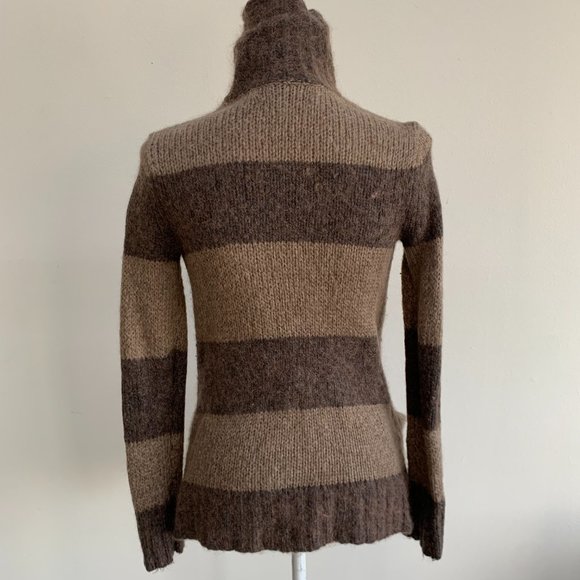 LOFT Cabana Stripe Long Sleeve Sweater Cardigan with High Collar - Picture 9 of 14